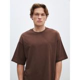LC Waikiki Xsıde Oversize Bisiklet Yaka Kısa Kollu Penye Erkek Tişört - Kahve - M