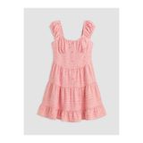 LC Waikiki XSIDE Pembe Kare Yaka Ekose Katkat Mini Elbise