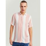 LC Waikiki Xsıde Regular Fit Kısa Kollu Çizgili Erkek Gömlek - Mor