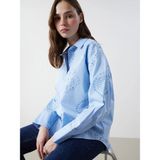 Lc Waikiki Yeni Sezon Ajurlu Oversize Kadın Gömlek - Mavi