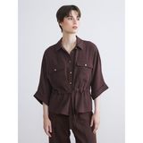 Lc Waikiki Yeni Sezon Armürlü Oversize Kadın Gömlek - 2XL - Kahverengi