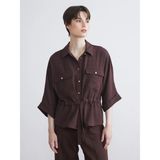 Lc Waikiki Yeni Sezon Armürlü Oversize Kadın Gömlek - XL - Kahverengi