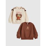 Lc Waikiki Yeni Sezon Ayı Teddy Baskılı Kız Çocuk Kalın Sweatshirt 2'li - Pembe - 1 - 2 Yaş