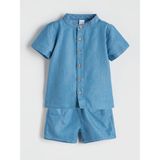 Lc Waikiki Yeni Sezon Basic Erkek Bebek Jean Gömlek ve Şort 2'li - 6 - 9 Ay - Mavi