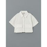 Lc Waikiki Yeni Sezon Basic Kısa Kollu Kız Çocuk Crop Gömlek - Beyaz - 5 - 6 Yaş