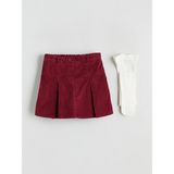 Lc Waikiki Yeni Sezon Basic Pileli Kız Çocuk Etek - Bordo - 1 - 2 Yaş