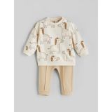 Lc Waikiki Yeni Sezon Baskılı Erkek Bebek Sweatshirt ve Eşofman Alt 2'li - Ekru - 3 - 6 Ay