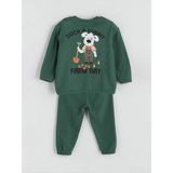 Lc Waikiki Yeni Sezon Baskılı Erkek Bebek Sweatshirt ve Eşofman Alt 2'li - Yeşil - 3 - 6 Ay