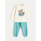 Lc Waikiki Yeni Sezon Baskılı Erkek Çocuk Pijama Takım - Ekru - 3 - 4 Yaş