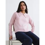 Lc Waikiki Yeni Sezon Bebe Yaka Boncuk Işlemeli Kadın Triko Kazak - Pembe - 2XL
