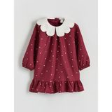 Lc Waikiki Yeni Sezon Bebe Yaka Çiçekli Kız Çocuk Elbise - 9 - 12 Ay - Bordo