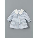 Lc Waikiki Yeni Sezon Bebe Yaka Çizgili Kız Bebek Poplin Elbise - 6 - 9 Ay - Mavi