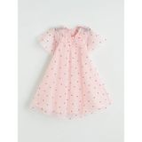 Lc Waikiki Yeni Sezon Bebe Yaka Kalp Nakışlı Kız Çocuk Prenses Elbise - Pembe - 4 - 5 Yaş
