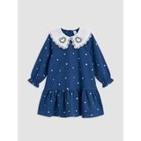 Lc Waikiki Yeni Sezon Bebe Yaka Taşlı Kız Çocuk Fırfırlı Elbise - Lacivert - 2 - 3 Yaş
