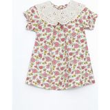 Lc Waikiki Yeni Sezon Bebe Yaka Uzun Kollu Çiçekli Kız Bebek Elbise - 1 - 3 Ay - Ekru