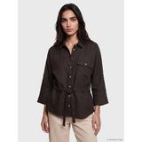 Lc Waikiki Yeni Sezon Beli Bağcıklı Keten Karışımlı Kadın Gömlek - 3XL - Kahverengi
