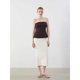 Lc Waikiki Yeni Sezon Beli Fermuarlı Çiçekli Tüp Etek - Ekru - 2XL