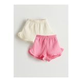LC Waikiki Yeni Sezon Beli Lastikli Basic Kiz Bebek Sort 2'li - S5J396Z1