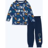 Lc Waikiki Yeni Sezon Beli Lastikli Baskılı Erkek Çocuk Pijama Takım - Lacivert - 2 - 3 Yaş