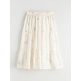 Lc Waikiki Yeni Sezon Beli Lastikli Çiçekli Kız Çocuk Etek - Ekru - 7 - 8 Yaş