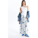 Lc Waikiki Yeni Sezon Beli Lastikli Desenli Saten Etek - Ekru - XS