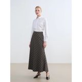 Lc Waikiki Yeni Sezon Beli Lastikli Ekose Kloş Etek - Kahverengi - 40