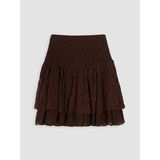 Lc Waikiki Yeni Sezon Beli Lastikli Katkat Dantelli Mini Etek - Kahverengi - XS
