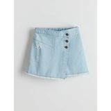 Lc Waikiki Yeni Sezon Beli Lastikli Kız Çocuk Jean Şort Etek - Mavi - 6 - 7 Yaş
