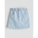 Lc Waikiki Yeni Sezon Beli Lastikli Kız Çocuk Kargo Jean Etek - Mavi - 7 - 8 Yaş