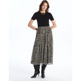 Lc Waikiki Yeni Sezon Beli Lastikli Leopar Desenli Kadın Etek - Kahverengi - 38