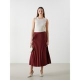 Lc Waikiki Yeni Sezon Beli Lastikli Saten Kadın Pileli Etek - Bordo - L - XL