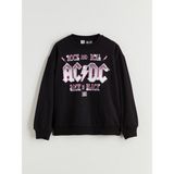 Lc Waikiki Yeni Sezon Bisiklet Yaka Ac/dc Baskılı Kız Çocuk Sweatshirt - Siyah - 10 - 11 Yaş