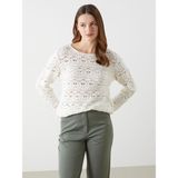 Lc Waikiki Yeni Sezon Bisiklet Yaka Ajurlu Kadın Triko Kazak - Ekru - 3XL