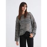 Lc Waikiki Yeni Sezon Bisiklet Yaka Ajurlu Kadın Triko Kazak - Gri - 4XL