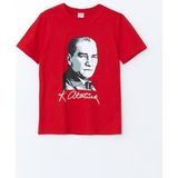 Lc Waikiki Yeni Sezon Bisiklet Yaka Atatürk Baskılı Erkek Çocuk Tişört - Kırmızı - 12 - 13 Yaş
