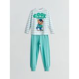 Lc Waikiki Yeni Sezon Bisiklet Yaka Ayı Teddy Baskılı Erkek Çocuk Pijama Takımı - Beyaz - 3 - 4 Yaş