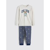 Lc Waikiki Yeni Sezon Bisiklet Yaka Ayı Teddy Baskılı Erkek Çocuk Pijama Takımı - Gri - 10 - 11 Yaş