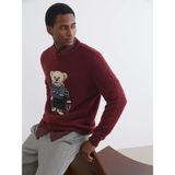 Lc Waikiki Yeni Sezon Bisiklet Yaka Ayı Teddy Baskılı Erkek Triko Kazak - Bordo - XL