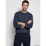 Lc Waikiki Yeni Sezon Bisiklet Yaka Baklava Desenli Erkek Triko Kazak - İndigo - 2XL