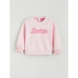 Lc Waikiki Yeni Sezon Bisiklet Yaka Barbie Nakışlı Kız Çocuk Sweatshirt - Pembe - 2 - 3 Yaş
