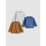 Lc Waikiki Yeni Sezon Bisiklet Yaka Basic Erkek Bebek Sweatshirt 3'lü - Mavi - 6 - 9 Ay
