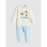 Lc Waikiki Yeni Sezon Bisiklet Yaka Baskılı Erkek Bebek Sweatshirt ve Eşofman Alt 2'li - Bej - 1 - 3 Ay