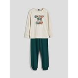 Lc Waikiki Yeni Sezon Bisiklet Yaka Baskılı Erkek Çocuk Pijama Takımı - Bej - 10 - 11 Yaş