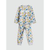 Lc Waikiki Yeni Sezon Bisiklet Yaka Baskılı Erkek Çocuk Pijama Takımı - Gri - 3 - 4 Yaş