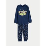 Lc Waikiki Yeni Sezon Bisiklet Yaka Baskılı Erkek Çocuk Pijama Takımı - Lacivert - 12 - 13 Yaş