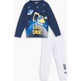 Lc Waikiki Yeni Sezon Bisiklet Yaka Baskılı Erkek Çocuk Pijama Takımı - Lacivert - 2 - 3 Yaş