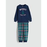 Lc Waikiki Yeni Sezon Bisiklet Yaka Baskılı Erkek Çocuk Pijama Takımı - Lacivert - 9 - 10 Yaş