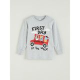 Lc Waikiki Yeni Sezon Bisiklet Yaka Baskılı Erkek Çocuk Pijama Üst - Gri - 2 - 3 Yaş
