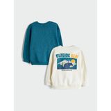 Lc Waikiki Yeni Sezon Bisiklet Yaka Baskılı Erkek Çocuk Sweatshirt 2'li - Bej - 9 - 12 Ay