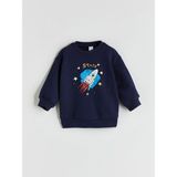 Lc Waikiki Yeni Sezon Bisiklet Yaka Baskılı Erkek Çocuk Sweatshirt - Lacivert - 9 - 12 Ay